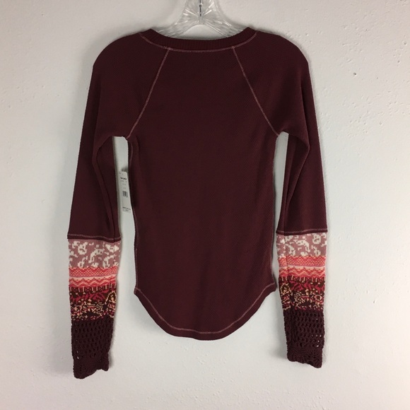 🔥SALE! SALE! SALE🔥 NWT Sexy Free People In The Mix Cuff Top in Rio Vino XS - Picture 8 of 13